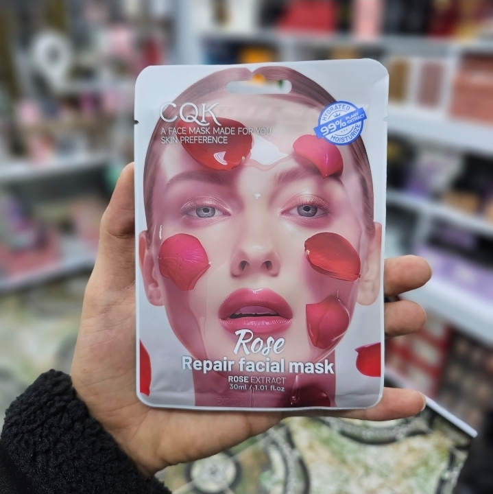 ماسک صورت ترمیم کننده گل رز CQK حجم 30 میلی لیتر